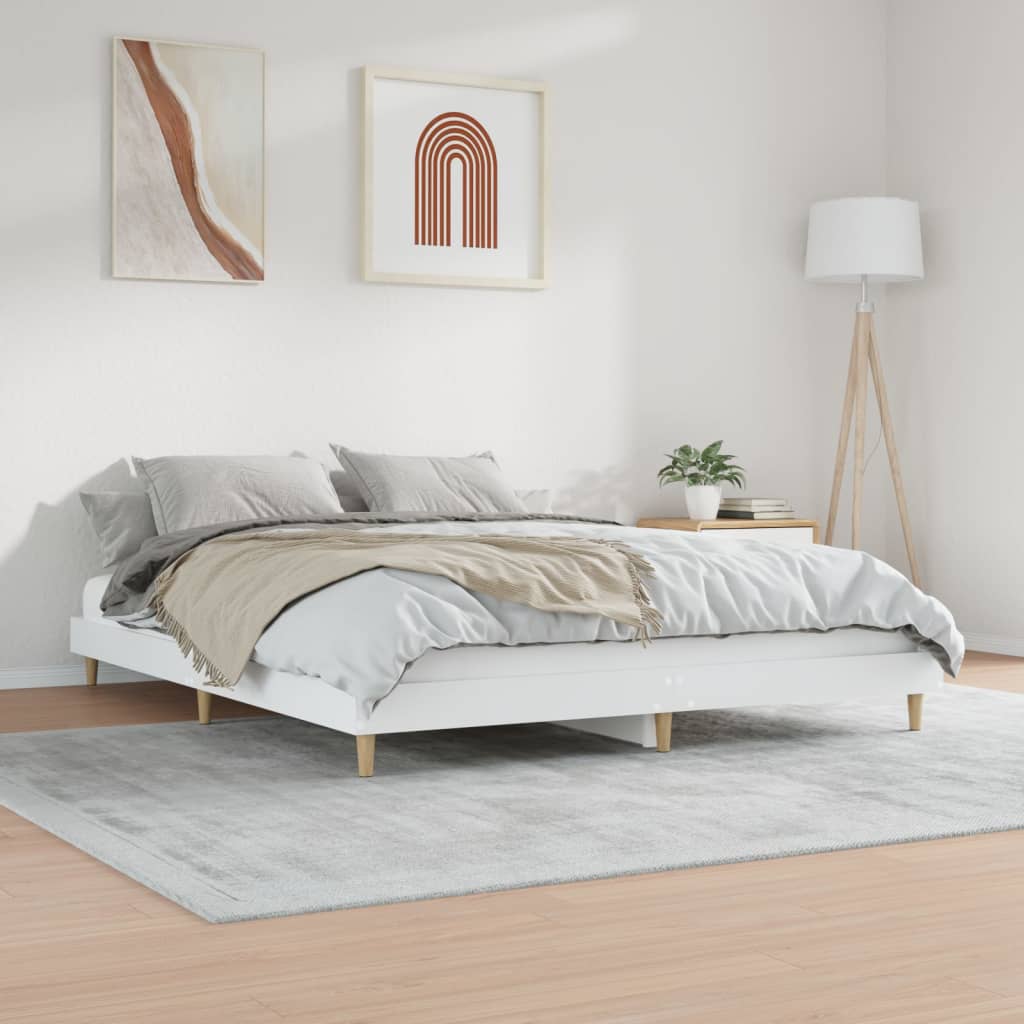 Estrutura de cama 200x200 cm derivados de madeira branco