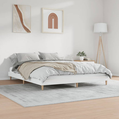 Estrutura de cama 200x200 cm derivados madeira branco brilhante