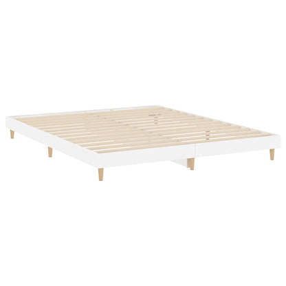 Estrutura de cama 200x200 cm derivados madeira branco brilhante