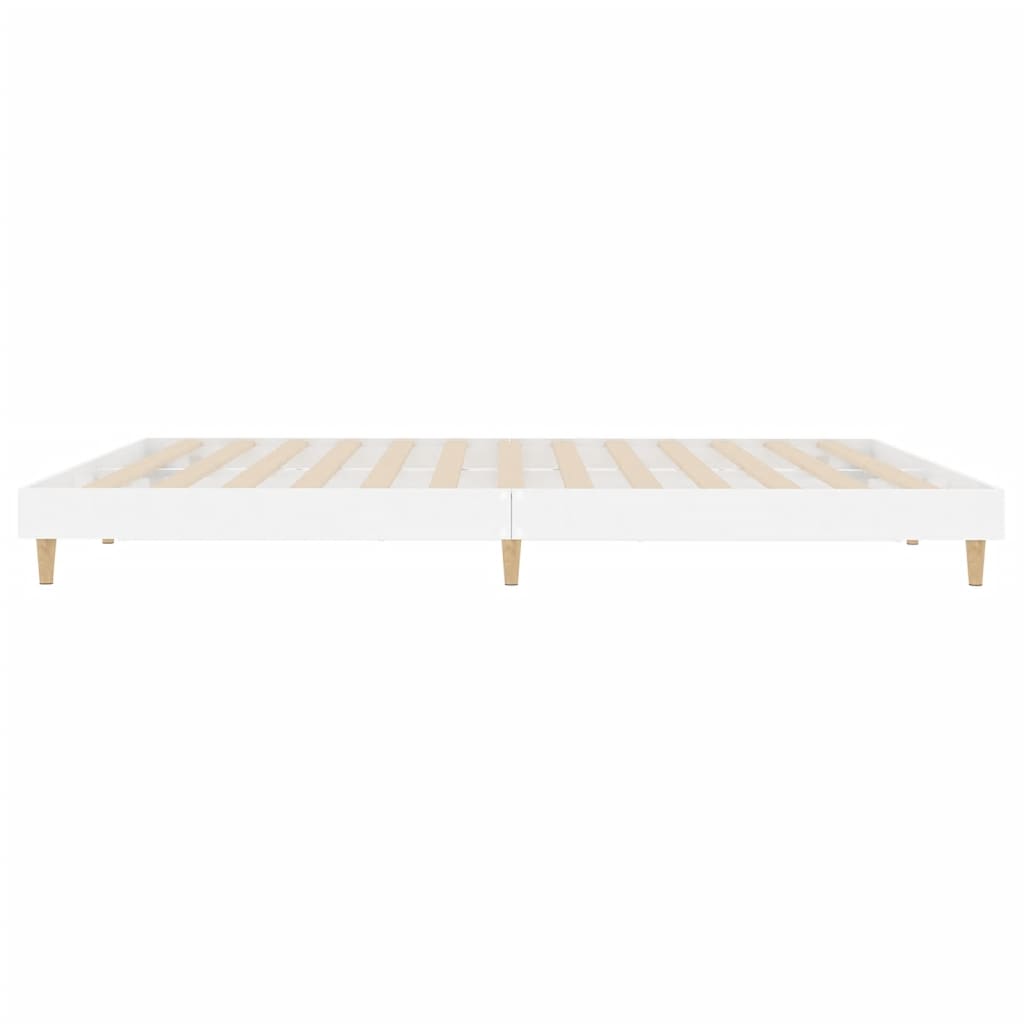 Estrutura de cama 200x200 cm derivados madeira branco brilhante