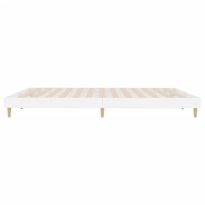 Estrutura de cama 200x200 cm derivados madeira branco brilhante