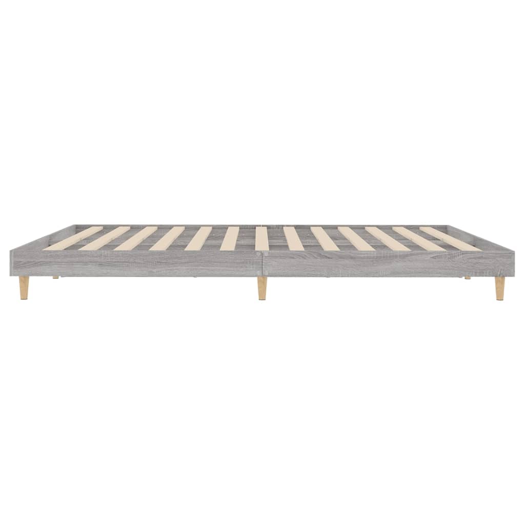 Estrutura de cama 200x200 cm derivados madeira cinzento sonoma