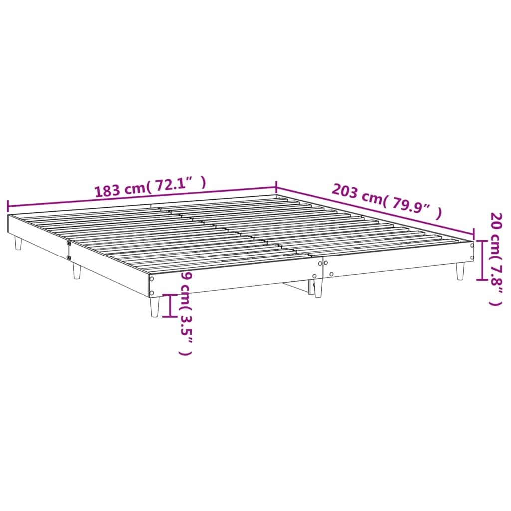 Estrutura de cama 180x200cm derivados madeira carvalho castanho