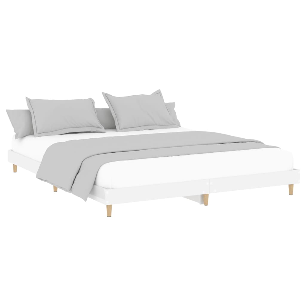 Estrutura de cama 160x200 cm derivados madeira branco brilhante