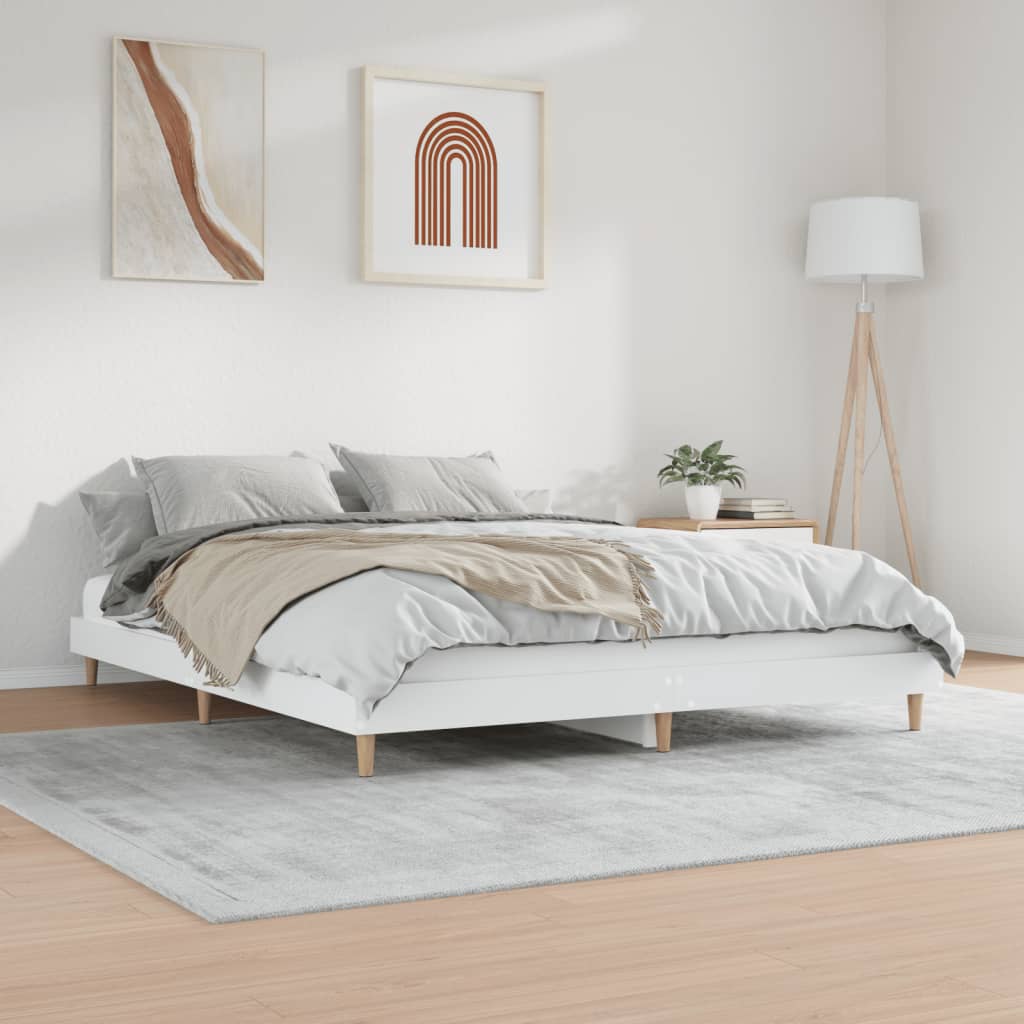 Estrutura de cama 150x200 cm derivados de madeira branco