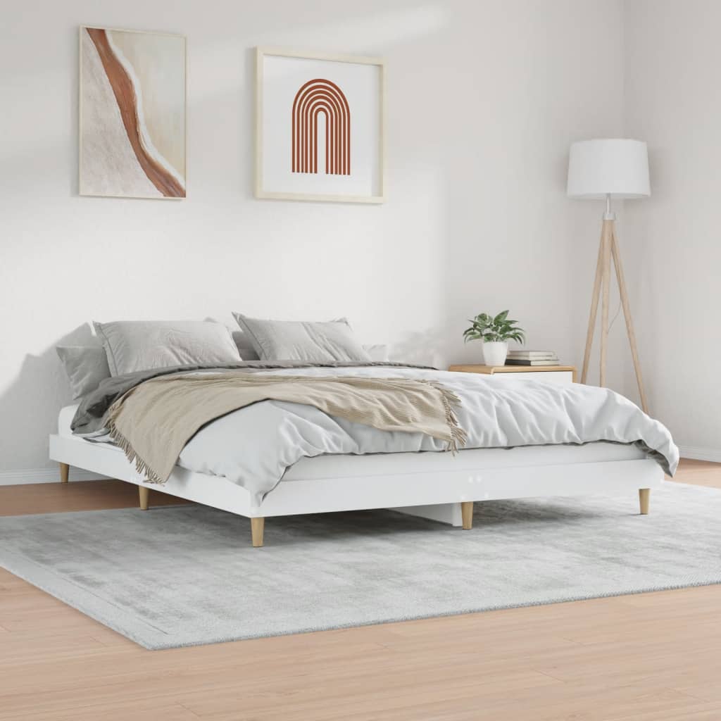 Estrutura de cama 140x200 cm derivados de madeira branco