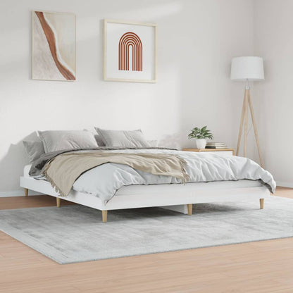 Estrutura de cama 140x200 cm derivados madeira branco brilhante