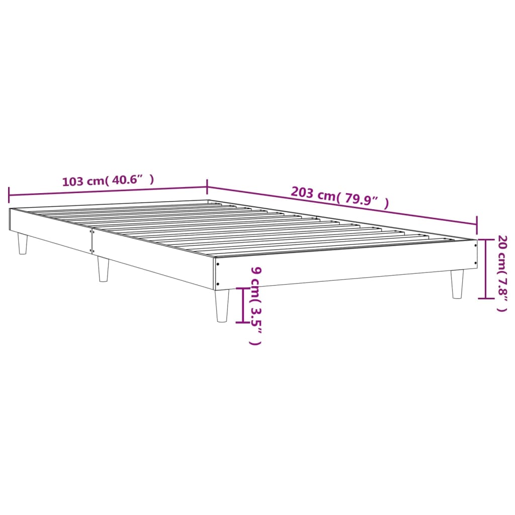 Estrutura cama 100x200 cm derivados de madeira carvalho sonoma