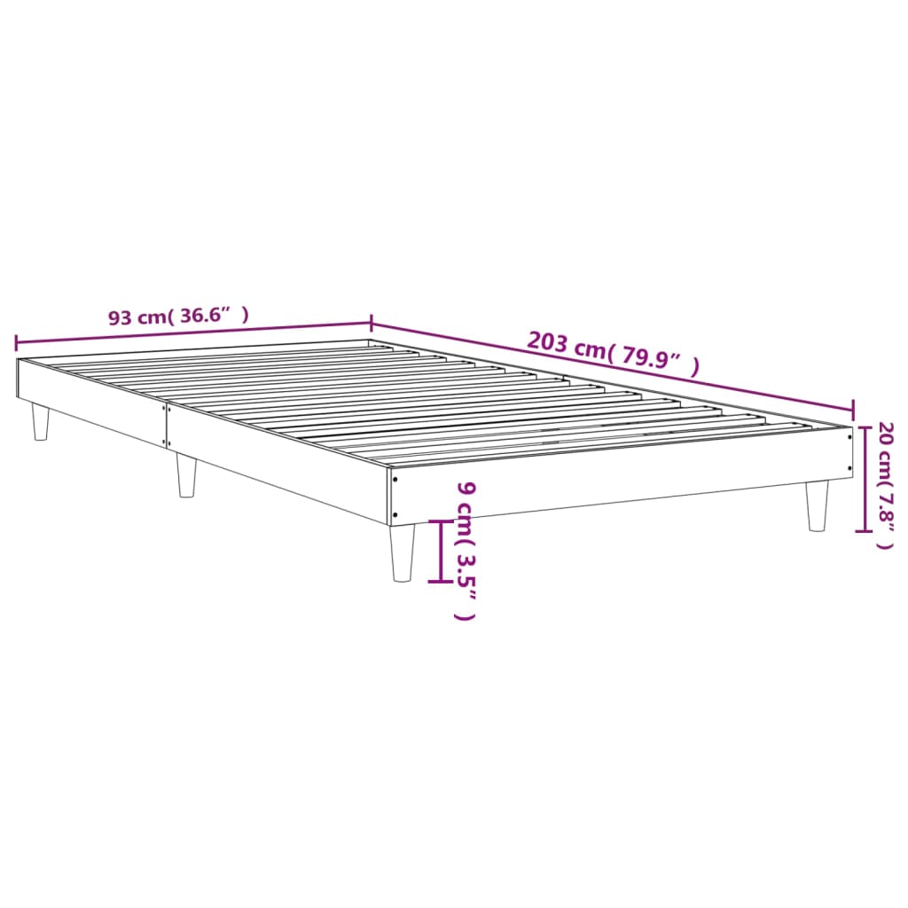 Estrutura de cama 90x200 cm derivados de madeira branco