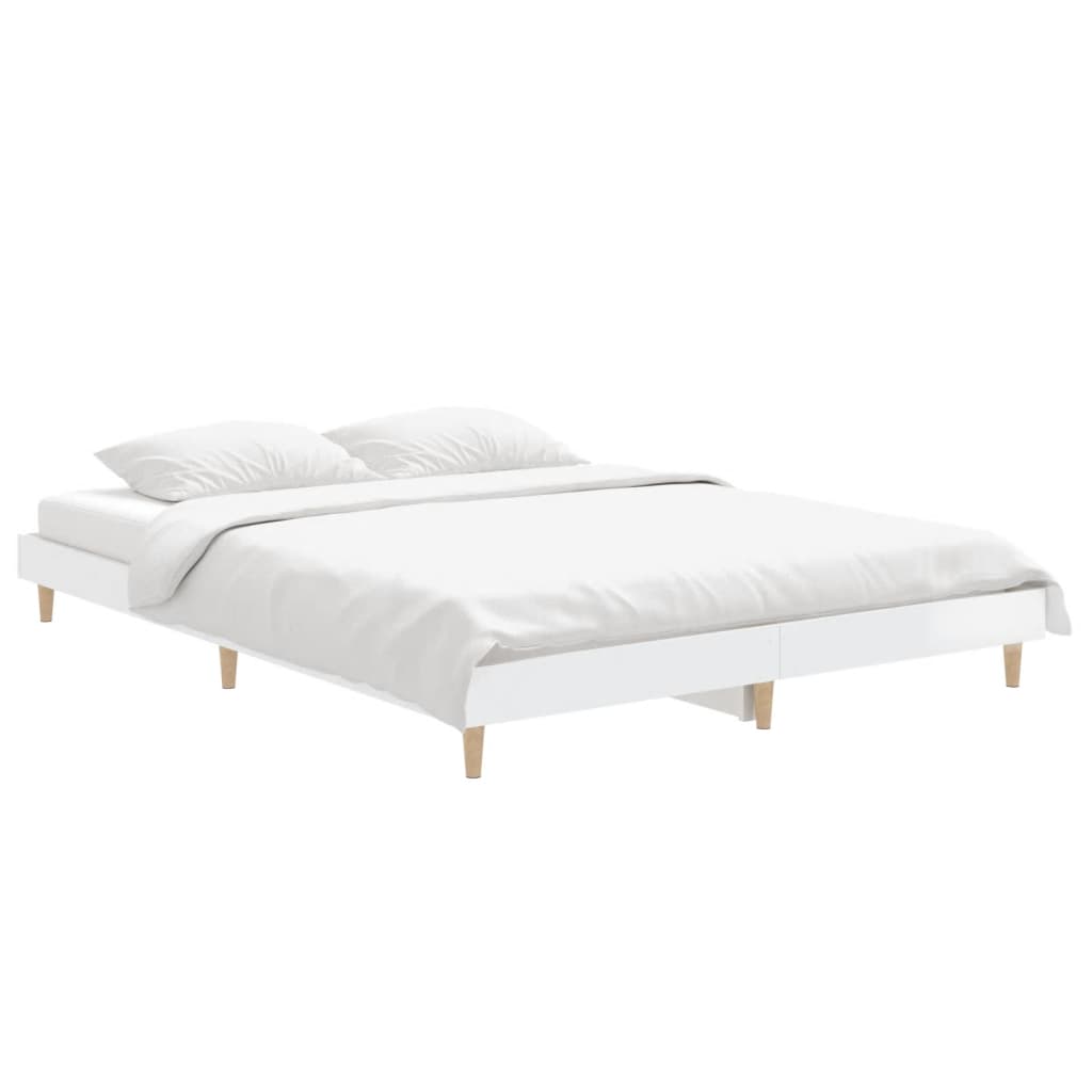 Estrutura cama 140x190 cm derivados de madeira branco brilhante