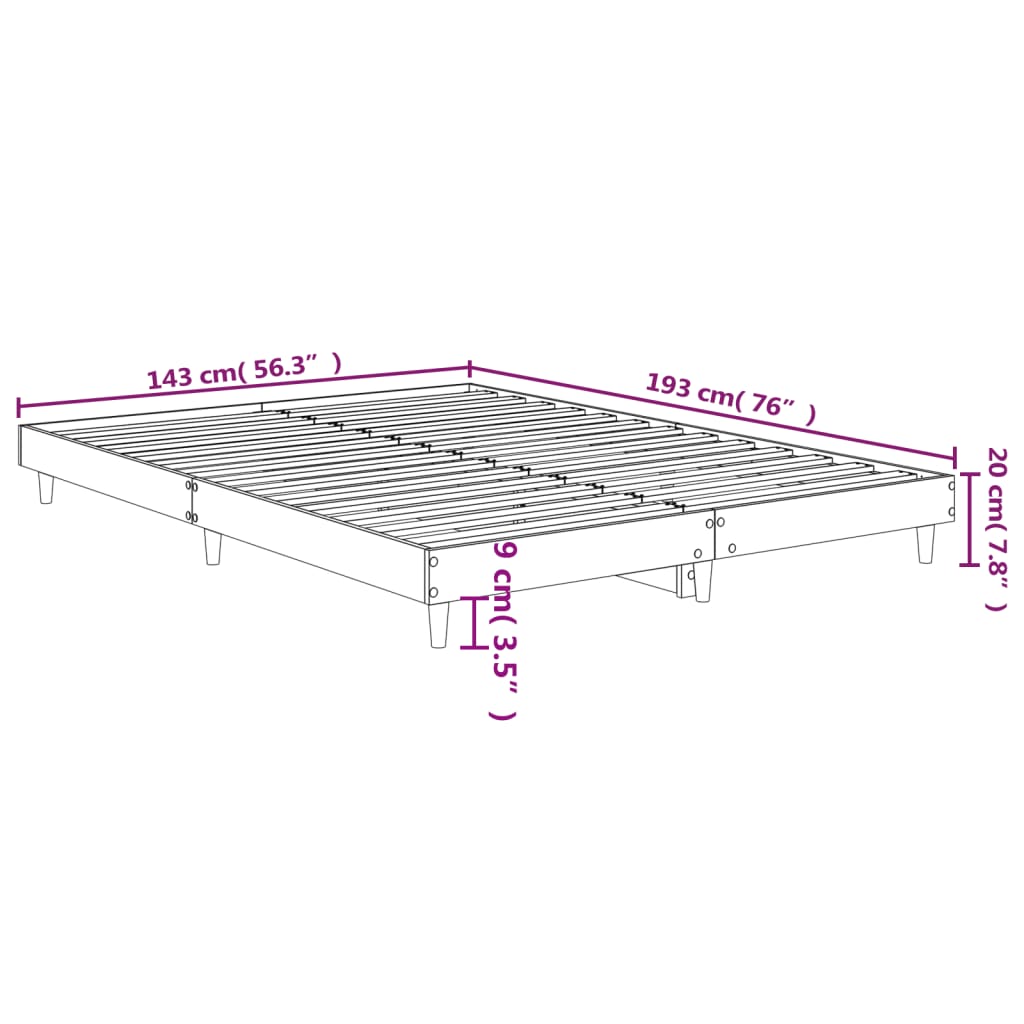 Estrutura cama 140x190 cm derivados de madeira cinzento sonoma