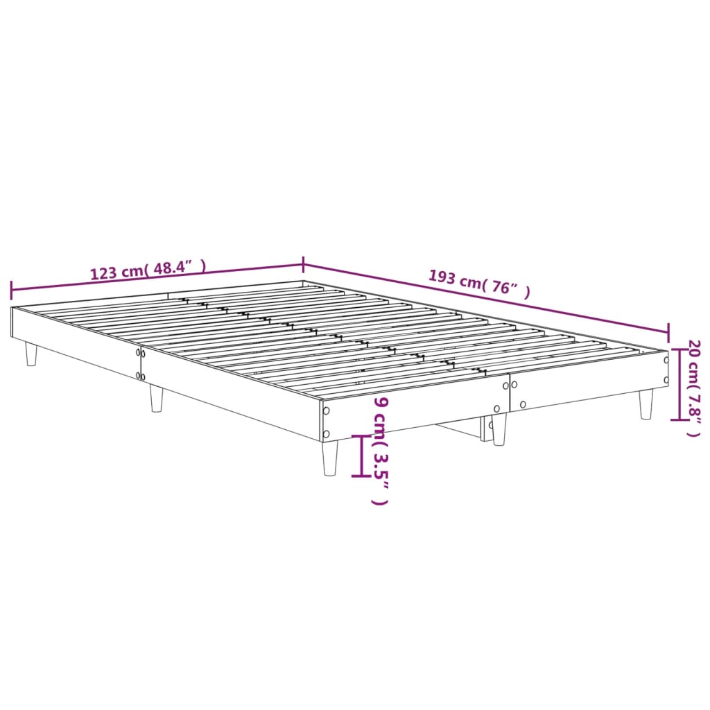 Estrutura cama 120x190 cm derivados de madeira branco brilhante