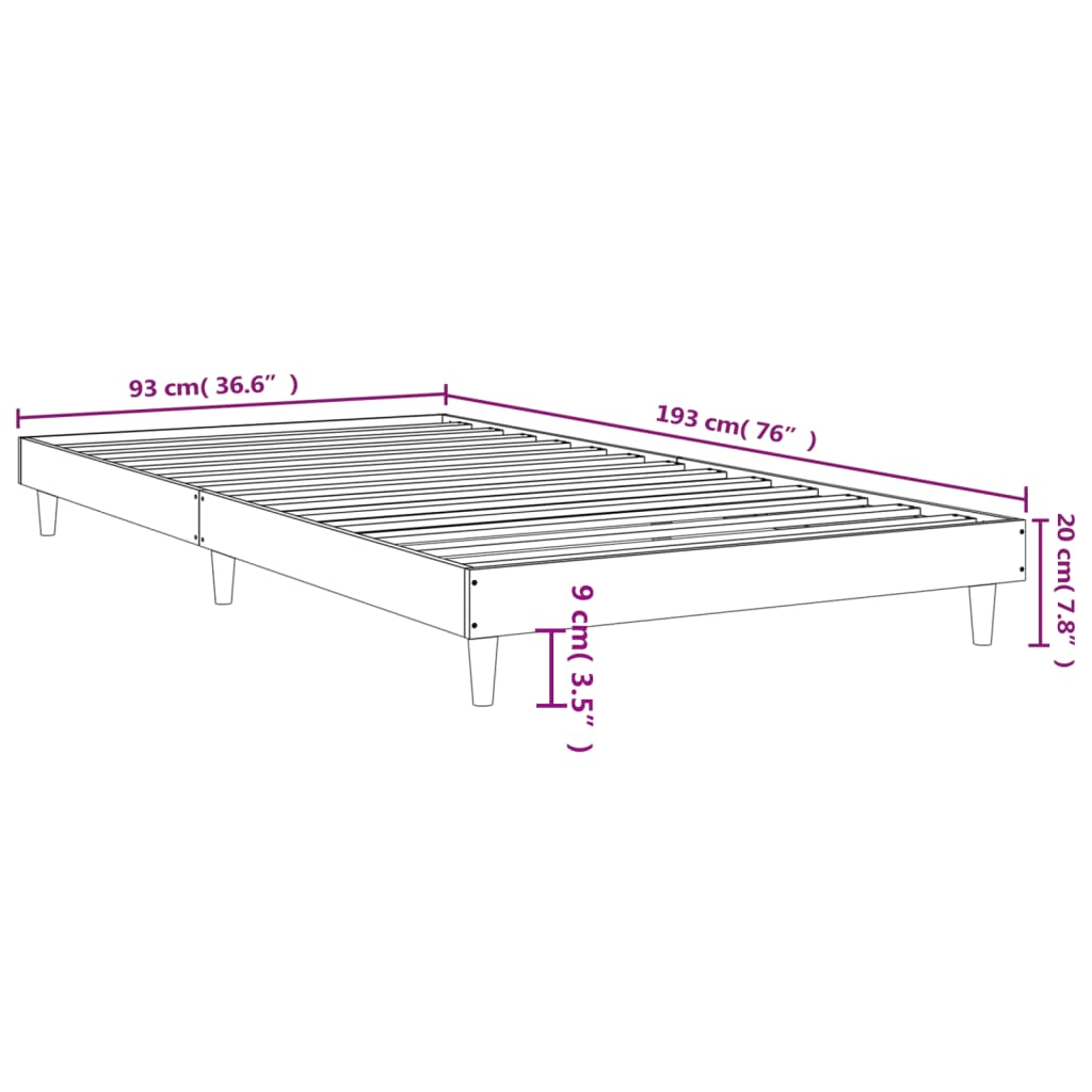 Estrutura de cama 90x190 cm derivados de madeira branco