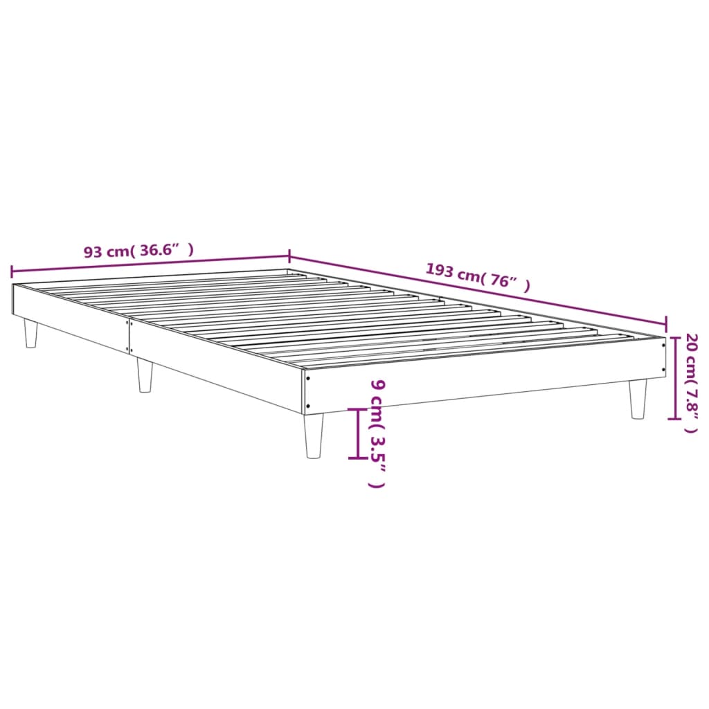 Estrutura de cama 90x190 cm derivados de madeira preto