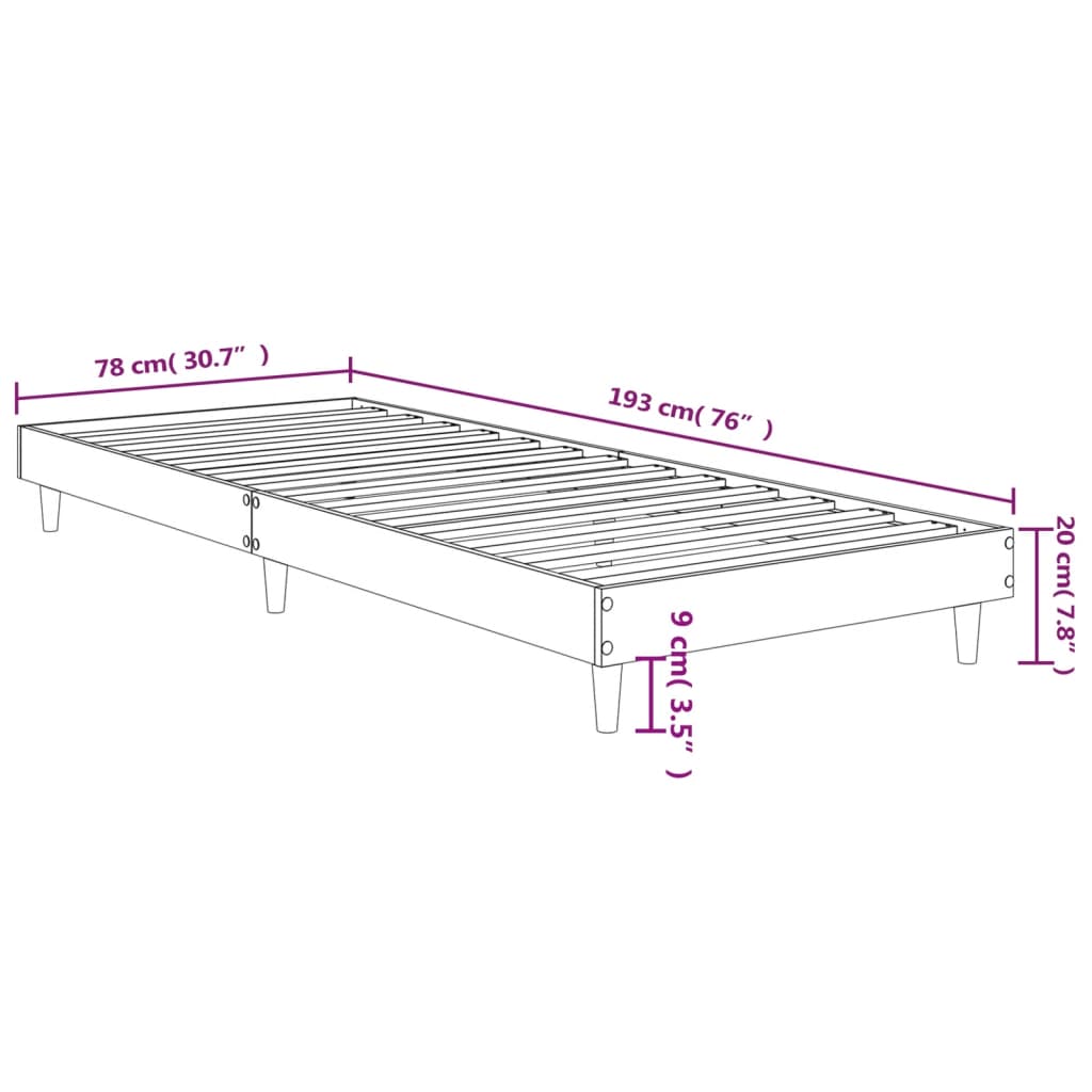 Estrutura de cama 75x190 cm derivados de madeira branco