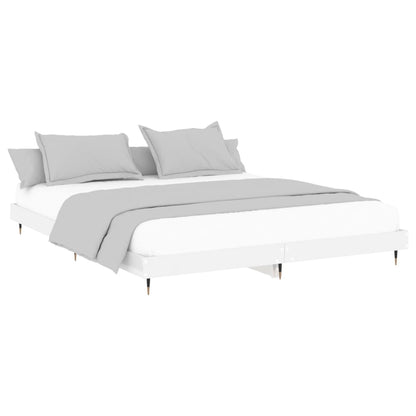 Estrutura de cama 200x200 cm derivados madeira branco brilhante