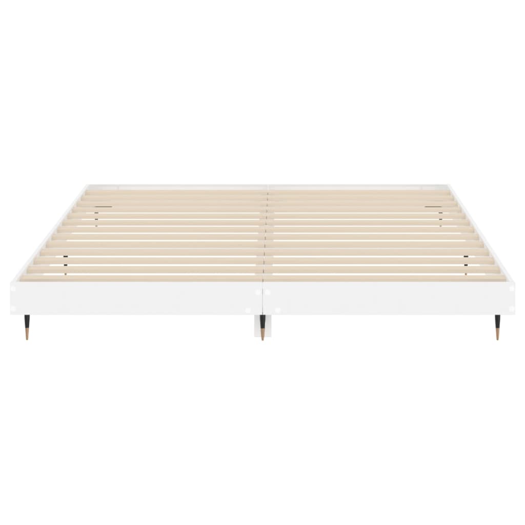 Estrutura de cama 200x200 cm derivados madeira branco brilhante