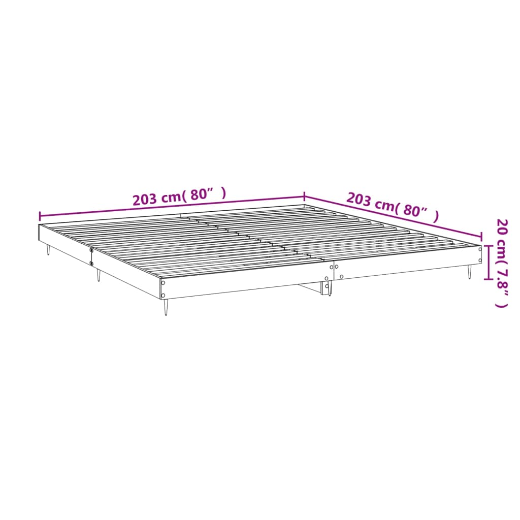 Estrutura de cama 200x200 cm derivados madeira cinzento sonoma