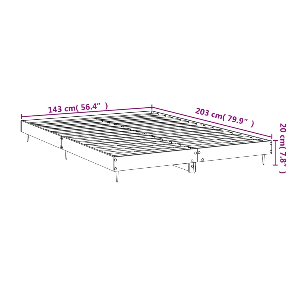 Estrutura de cama 140x200 cm derivados madeira branco brilhante