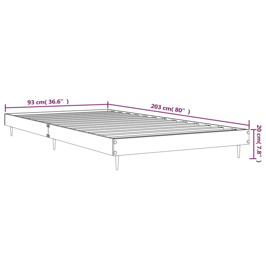 Estrutura de cama 90x200cm derivados de madeira carvalho sonoma