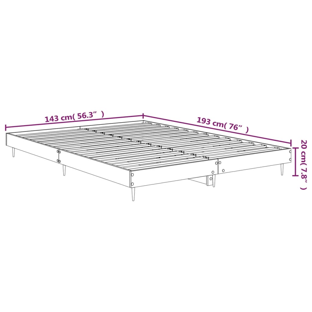 Estrutura cama 140x190 cm derivados de madeira cinzento sonoma