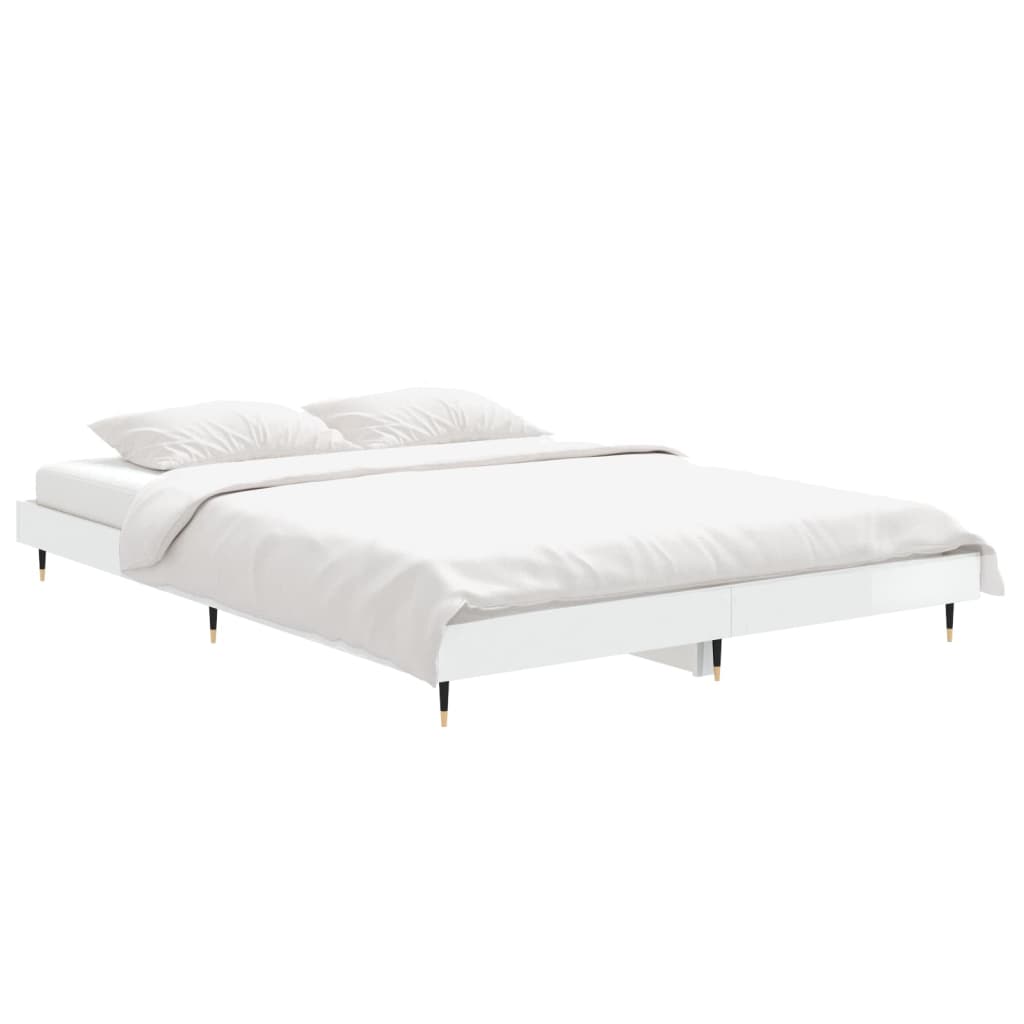 Estrutura de cama 135x190 cm derivados madeira branco brilhante