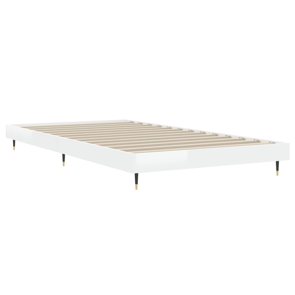 Estrutura cama 90x190 cm derivados de madeira branco brilhante