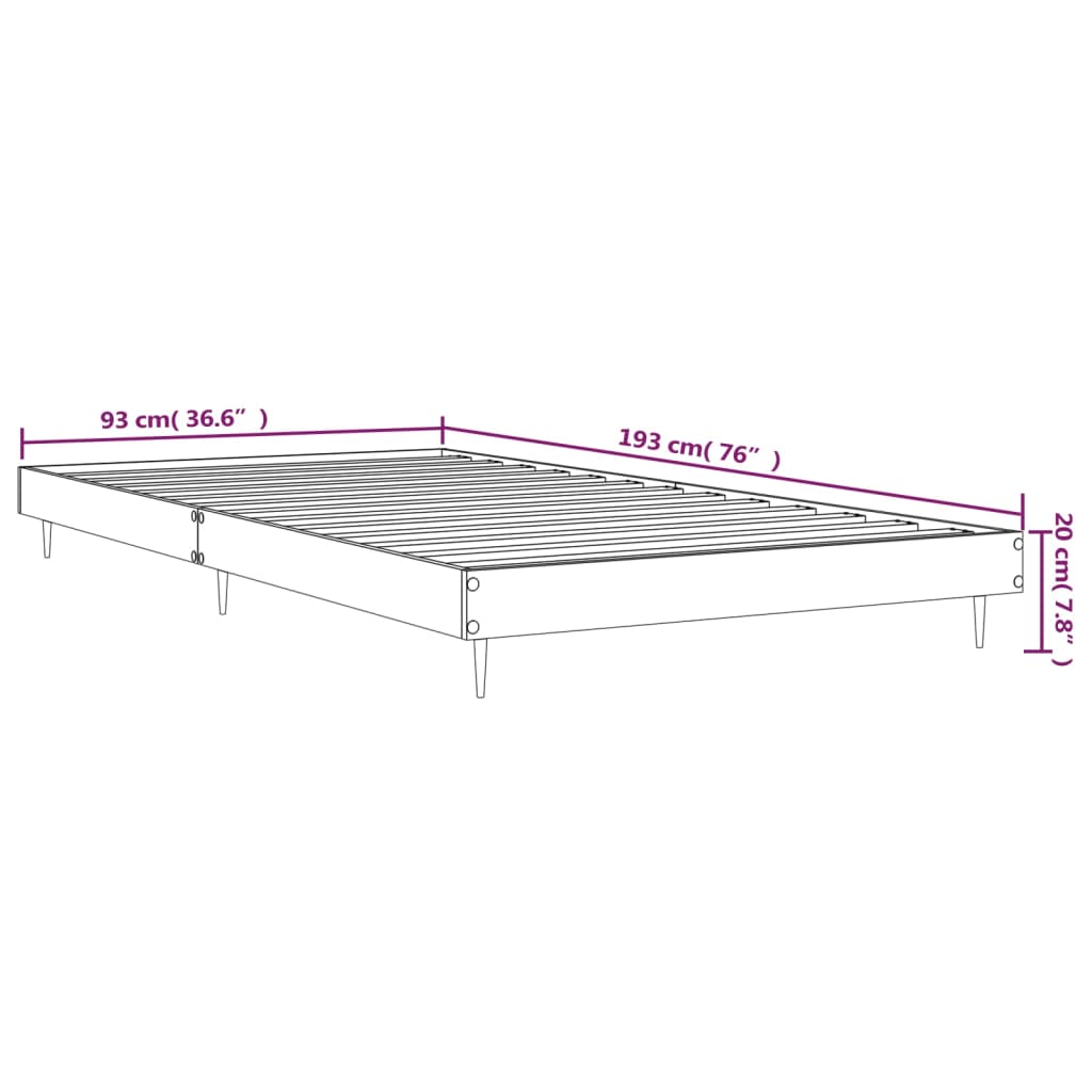 Estrutura de cama 90x190 cm derivados de madeira cinza cimento