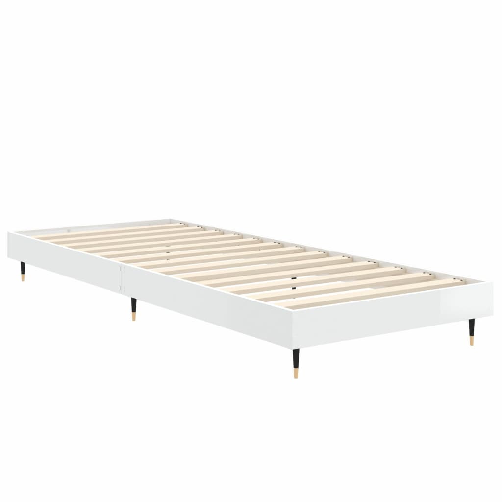 Estrutura cama 75x190 cm derivados de madeira branco brilhante