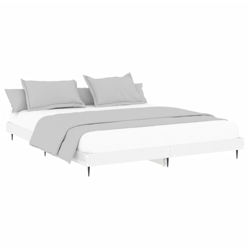 Estrutura de cama 200x200 cm derivados madeira branco brilhante