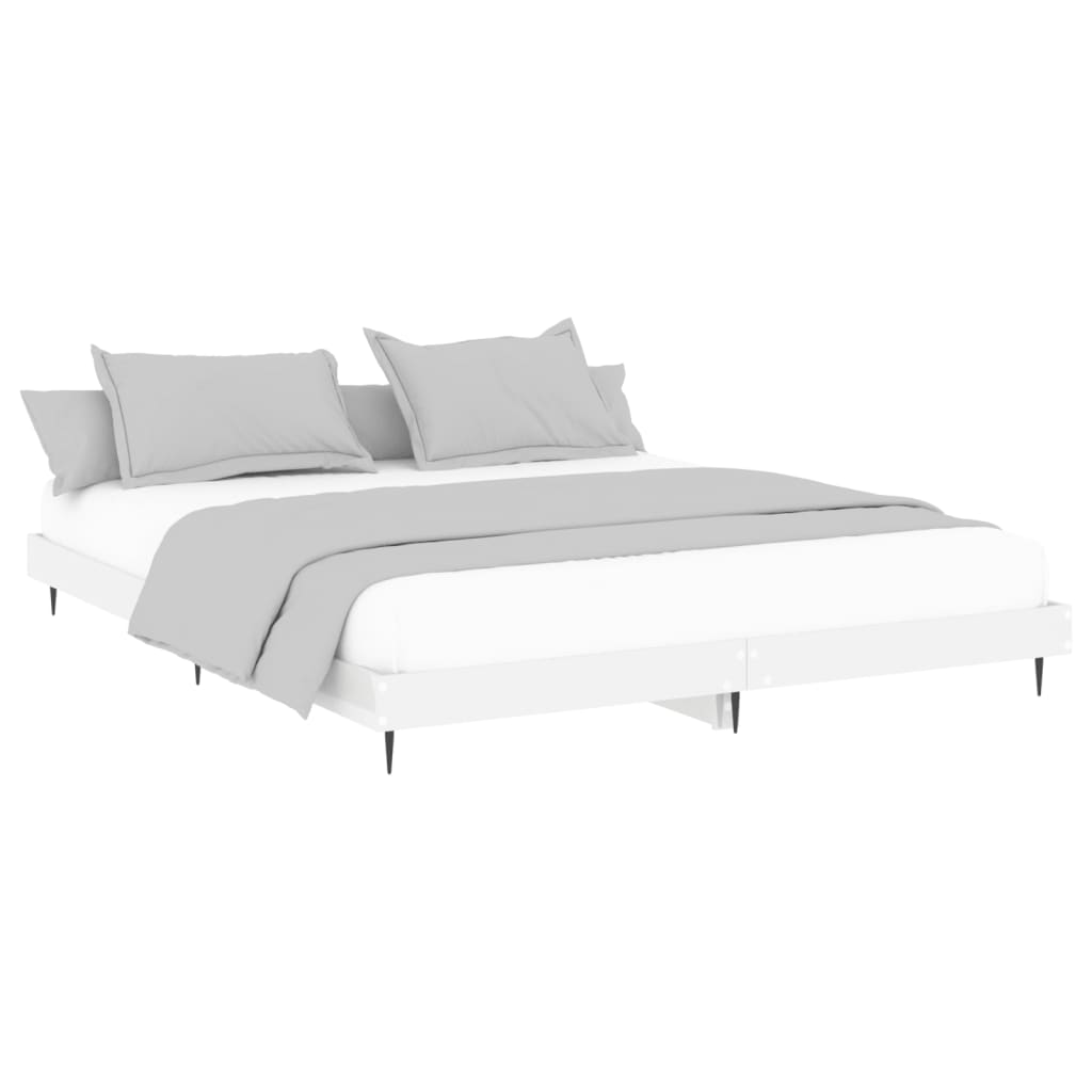 Estrutura de cama 180x200 cm derivados madeira branco brilhante