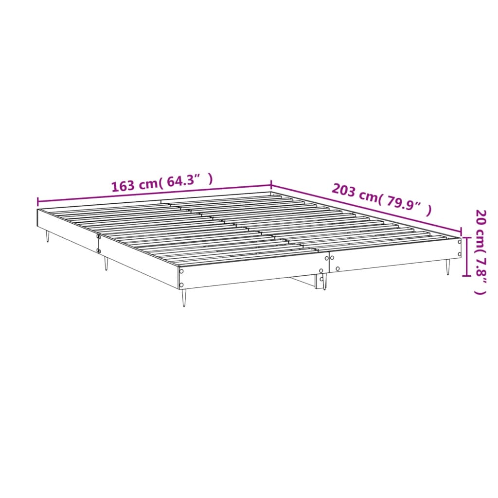 Estrutura de cama 160x200 cm derivados madeira branco brilhante