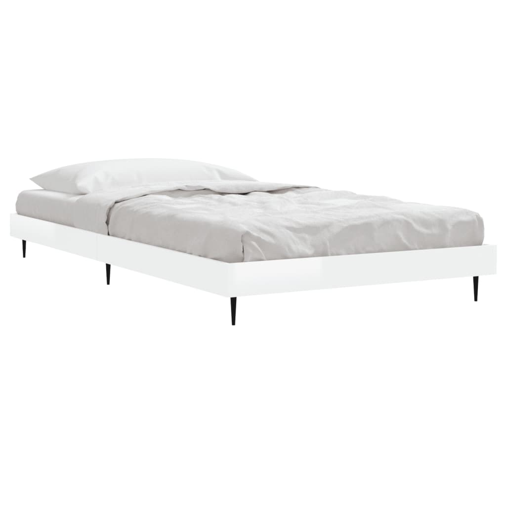 Estrutura cama 100x200 cm derivados de madeira branco brilhante