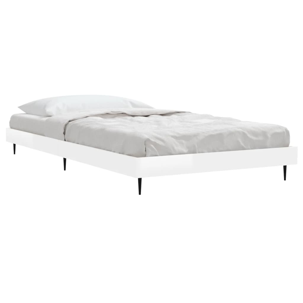 Estrutura cama 90x200 cm derivados de madeira branco brilhante