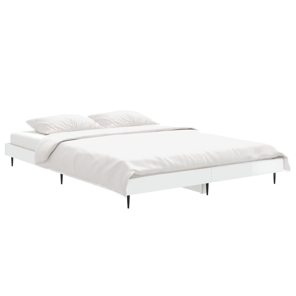 Estrutura cama 140x190 cm derivados de madeira branco brilhante