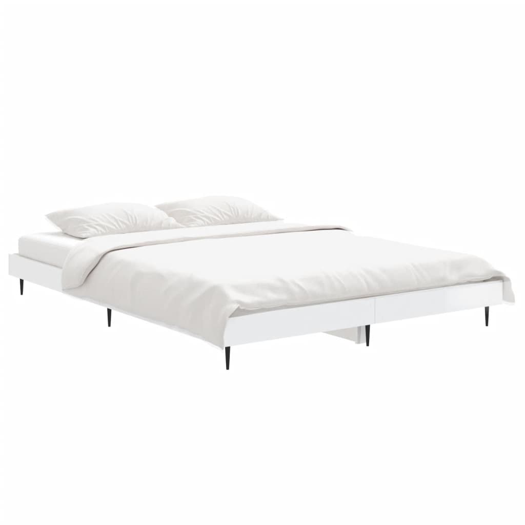 Estrutura de cama 135x190 cm derivados madeira branco brilhante