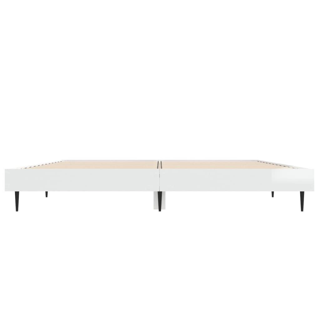 Estrutura de cama 135x190 cm derivados madeira branco brilhante