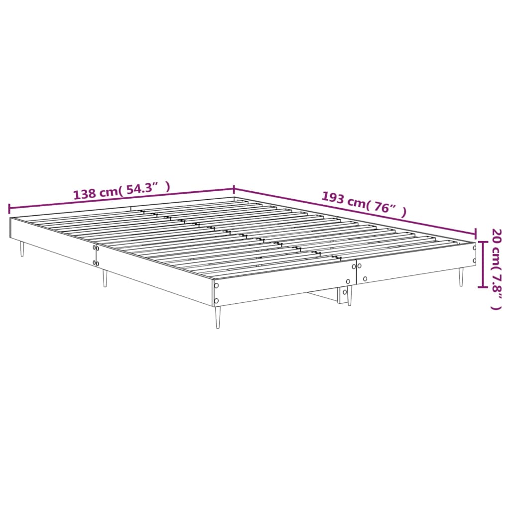 Estrutura de cama 135x190 cm derivados de madeira cinza cimento