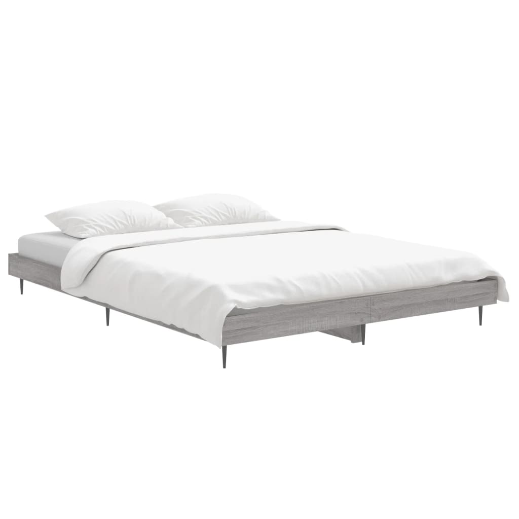 Estrutura de cama 135x190 cm derivados de madeira cinza sonoma