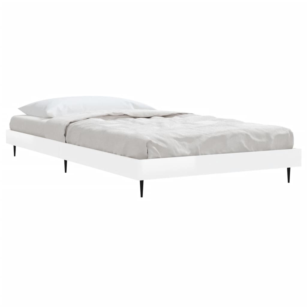 Estrutura cama 90x190 cm derivados de madeira branco brilhante