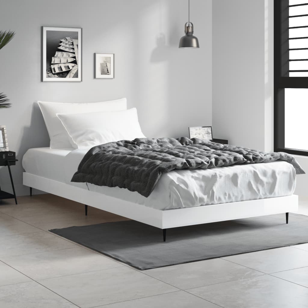 Estrutura cama 90x190 cm derivados de madeira branco brilhante