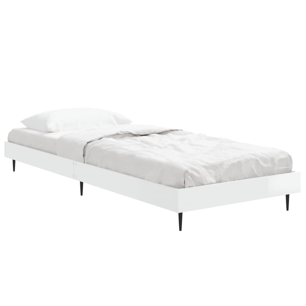 Estrutura cama 75x190 cm derivados de madeira branco brilhante