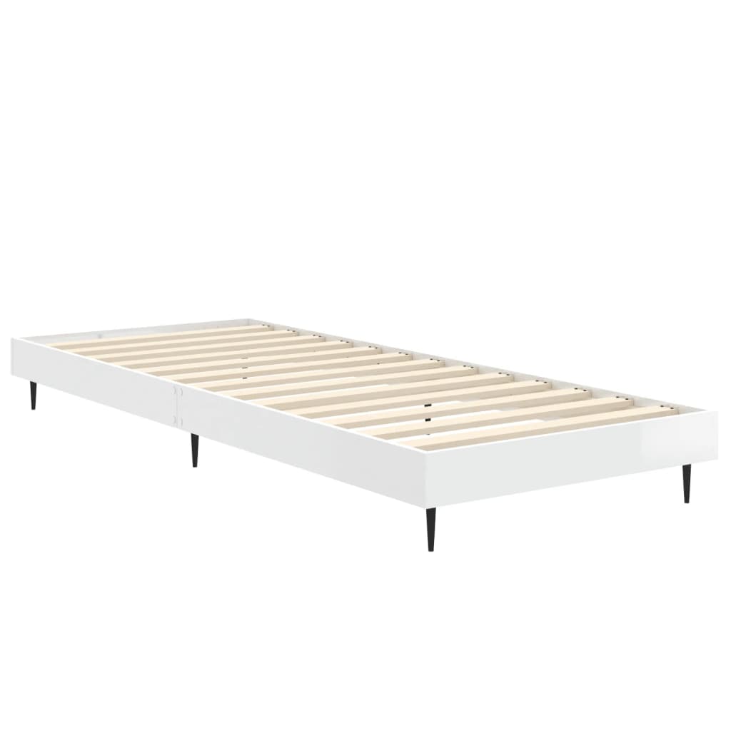 Estrutura cama 75x190 cm derivados de madeira branco brilhante