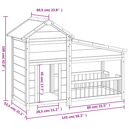 Casota para cães 143x60,5x109 cm pinho maciço cor moca