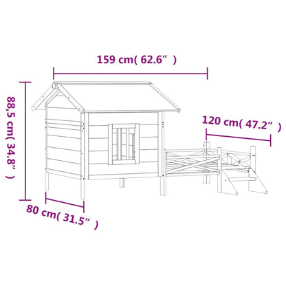 Casota para cães 159x120x88,5 cm pinho maciço castanho