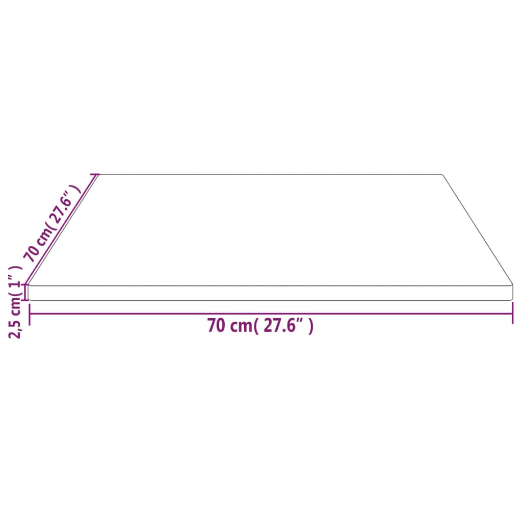 Tampo de mesa quadrado 70x70x2,5 cm pinho maciço