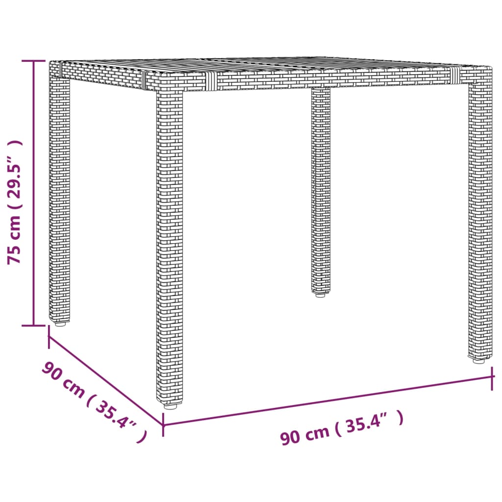 3 pcs conjunto de jantar p/ jardim c/ almofadões vime PE cinza