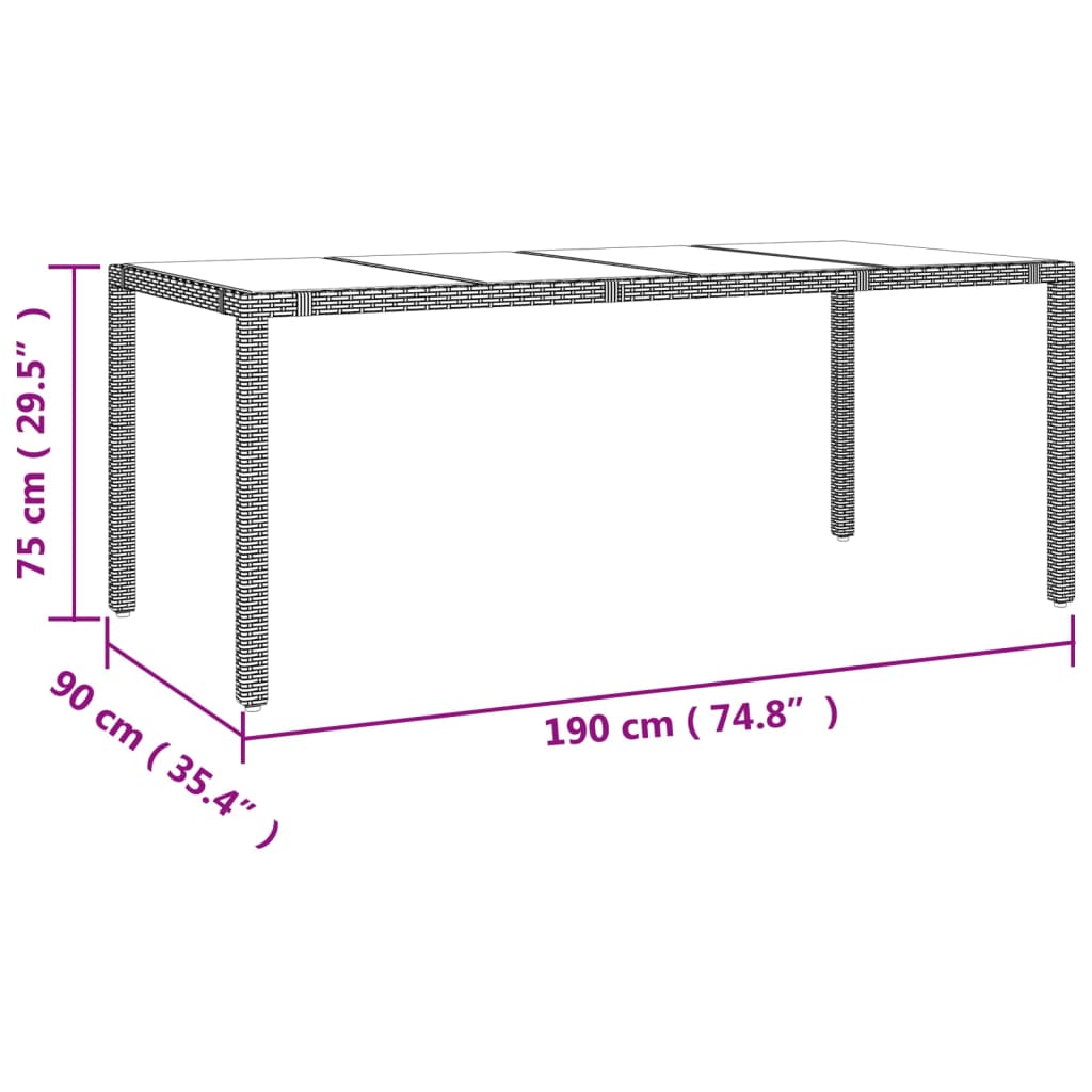 7 pcs conjunto de jantar p/ jardim com almofadões vime PE bege