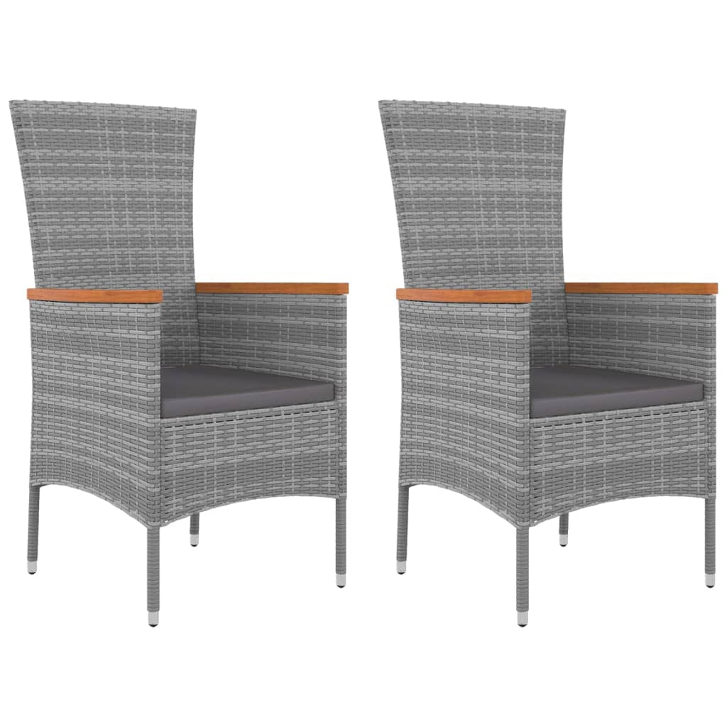 3 pcs conjunto lounge de jardim vime PE/acácia maciça cinza