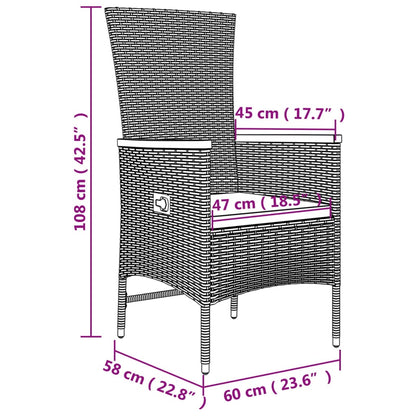 3 pcs conjunto lounge de jardim vime PE/acácia maciça cinza